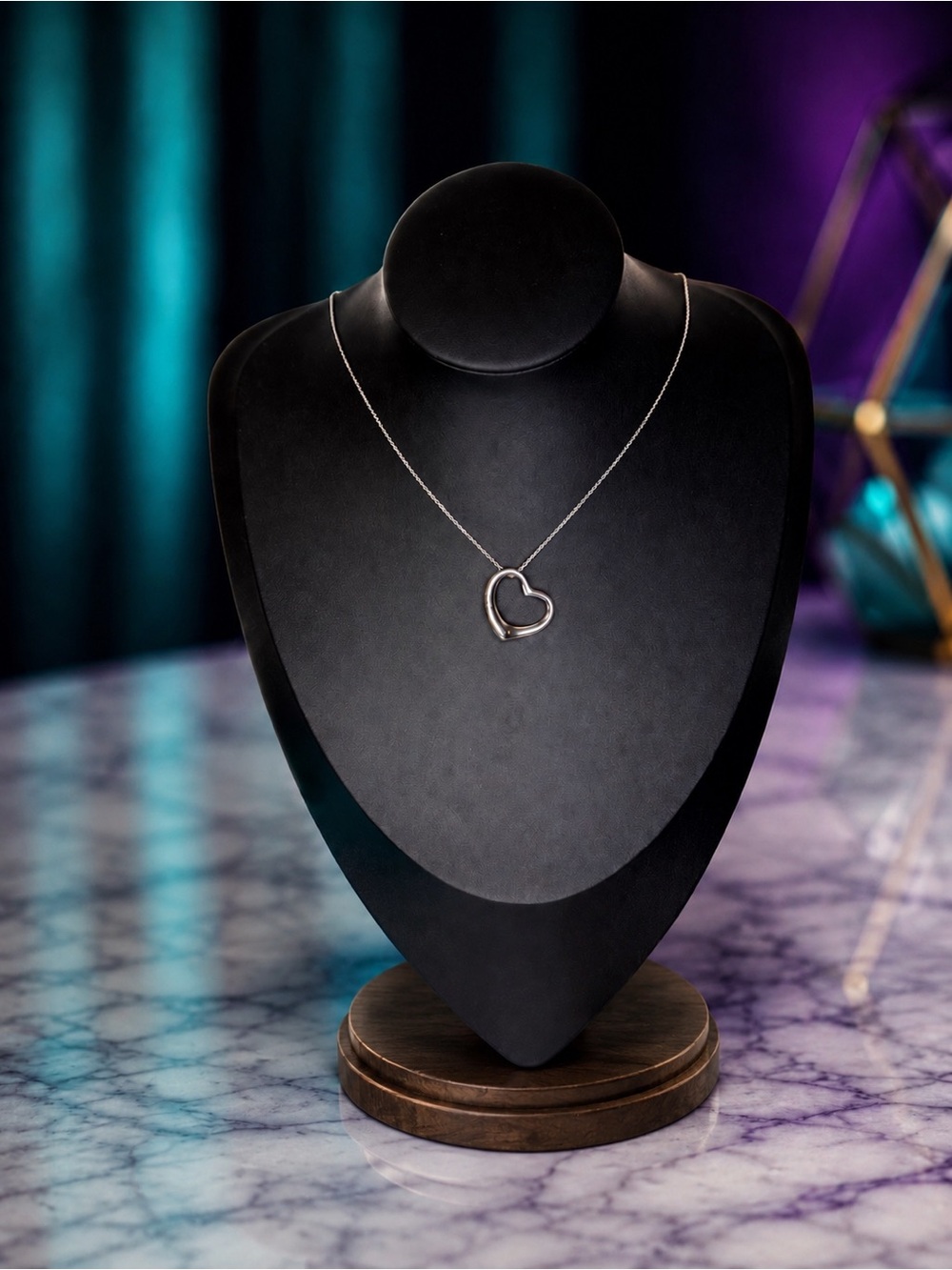 Tiffany & Co. Medium Open Heart Necklace | Elsa Peretti Sterling Silver Pendant